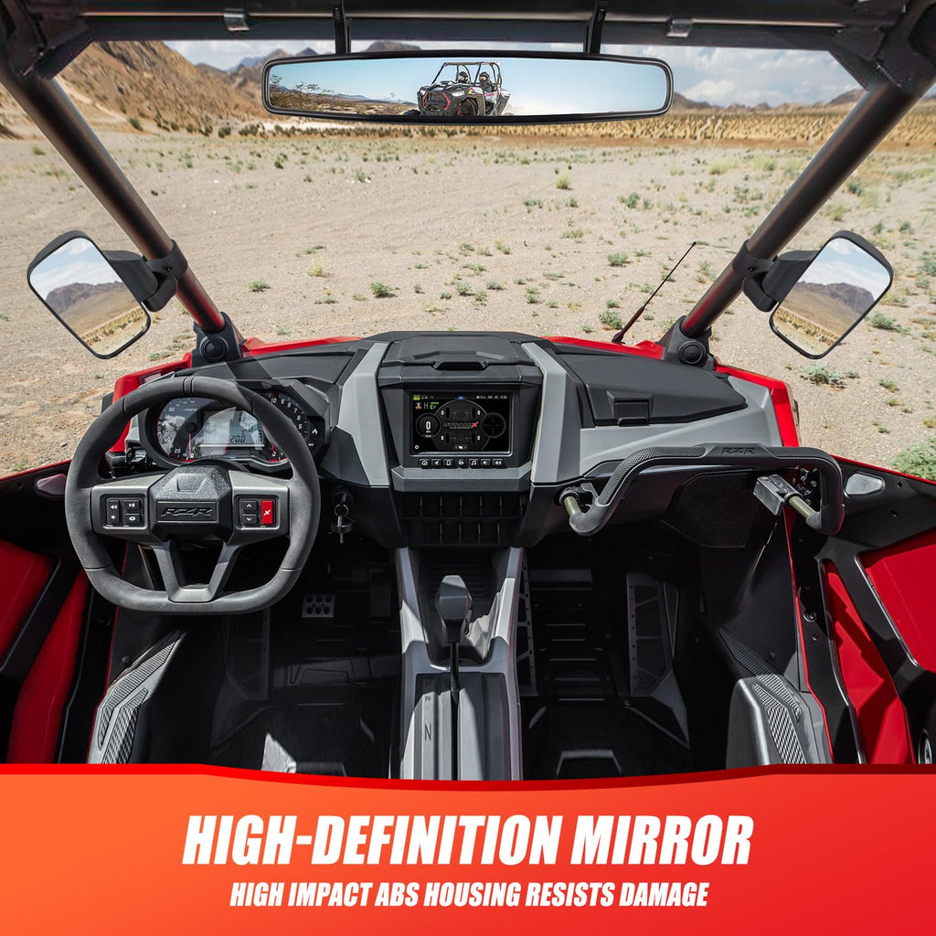 RANSOTO UTV Side Rear View Mirror and Center Mirror For 1.75" to 2" Roll Bar Compatible with Polaris RZR 900 1000 Turbo PRO XP, Honda Pioneer 1000, Yamaha Rhino, Kawasaki Teryx, Can-AM Maverick