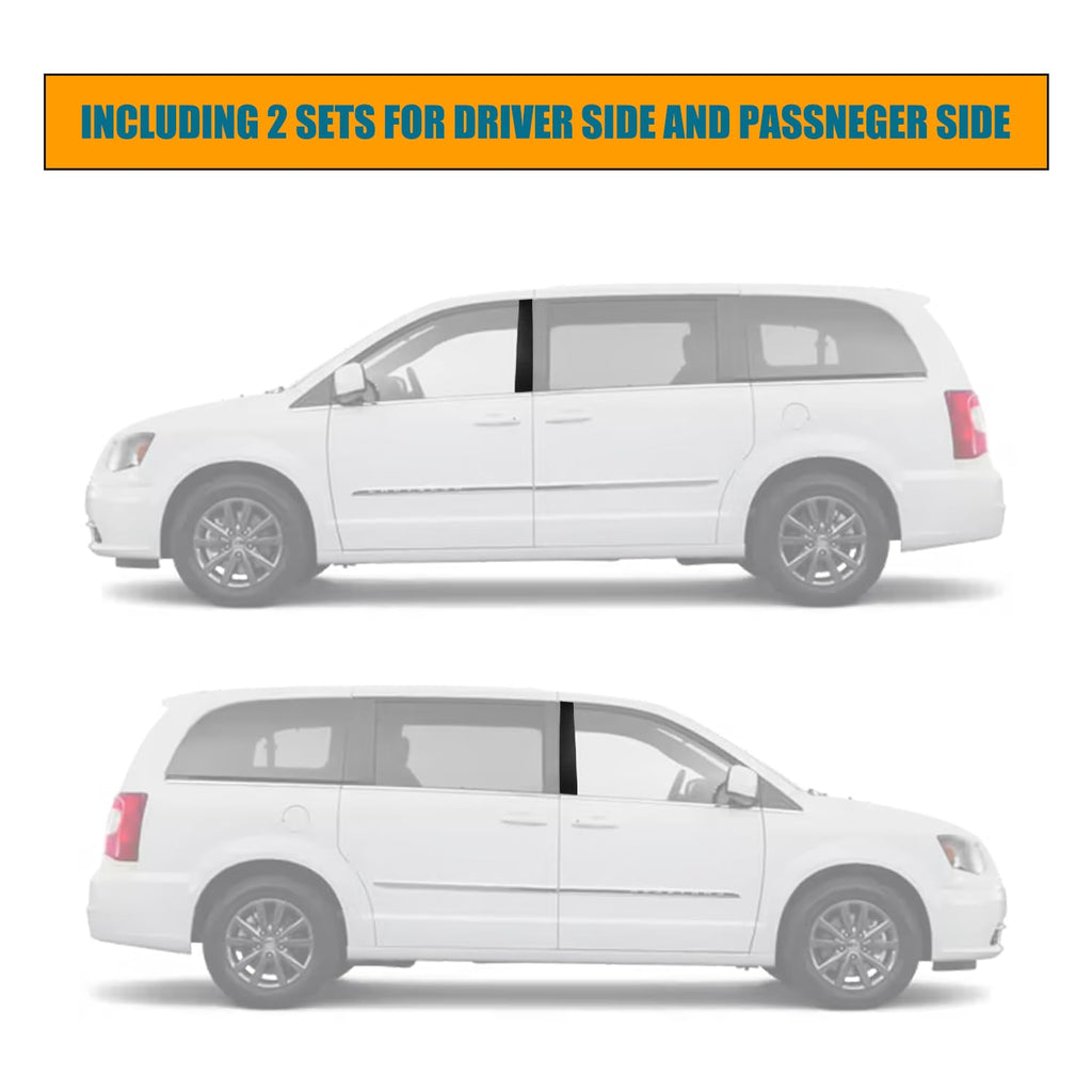 RANSOTO 926-446 B Pillar Trim Door Molding Compatible with 2008-2020 Chrysler Town Country, Dodge Grand Caravan Driver & Passenger Side Windshield Outer Cover Replaces 926-445 5020664AA 5020665AA