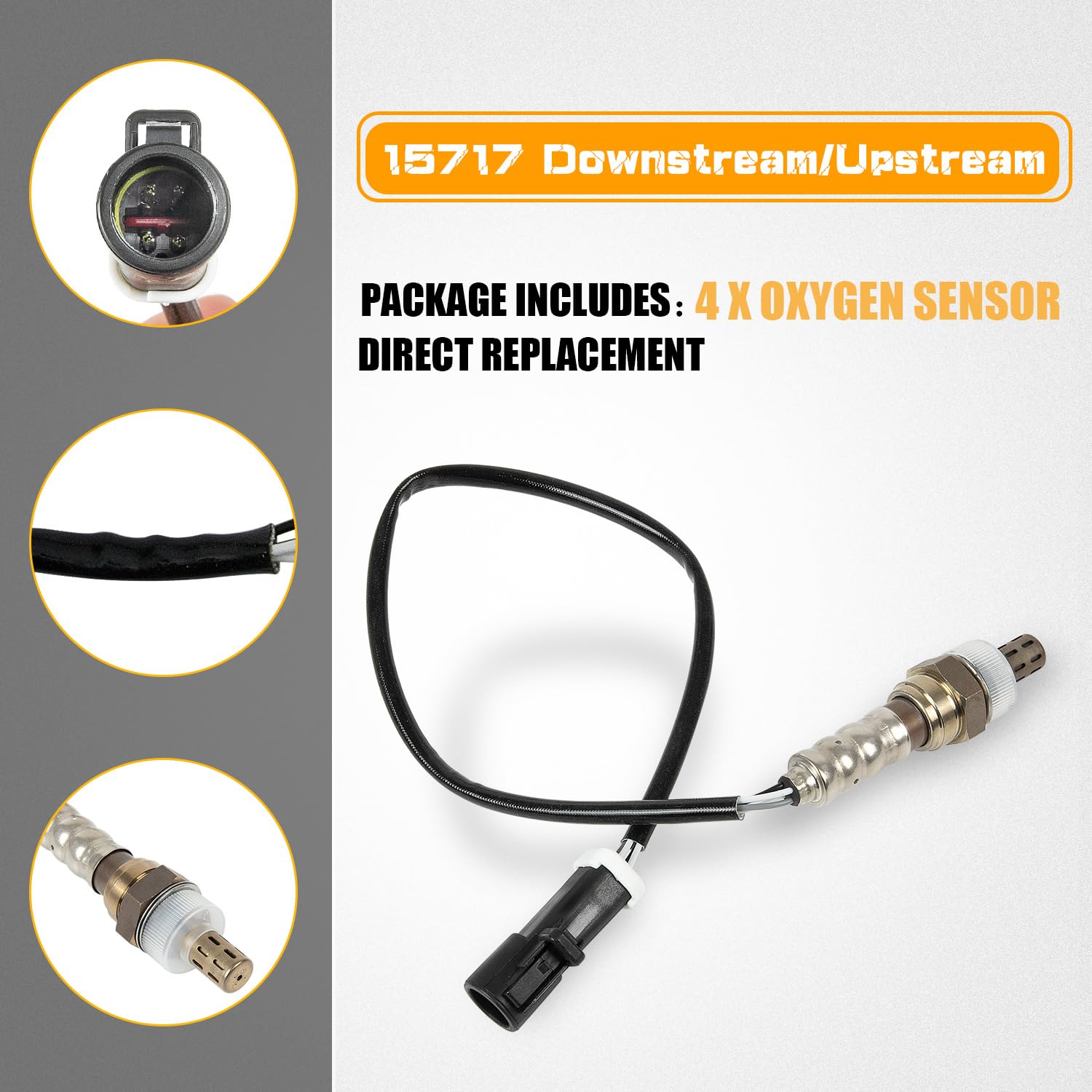 RANSOTO 15717 O2 Oxygen Sensor Downstream Upstream Compatible with 1990-2014 Ford F150 F250 F350 Ranger Escape Explorer Lincoln Mazda Mercury Replaces 15716 15718 Set of 4