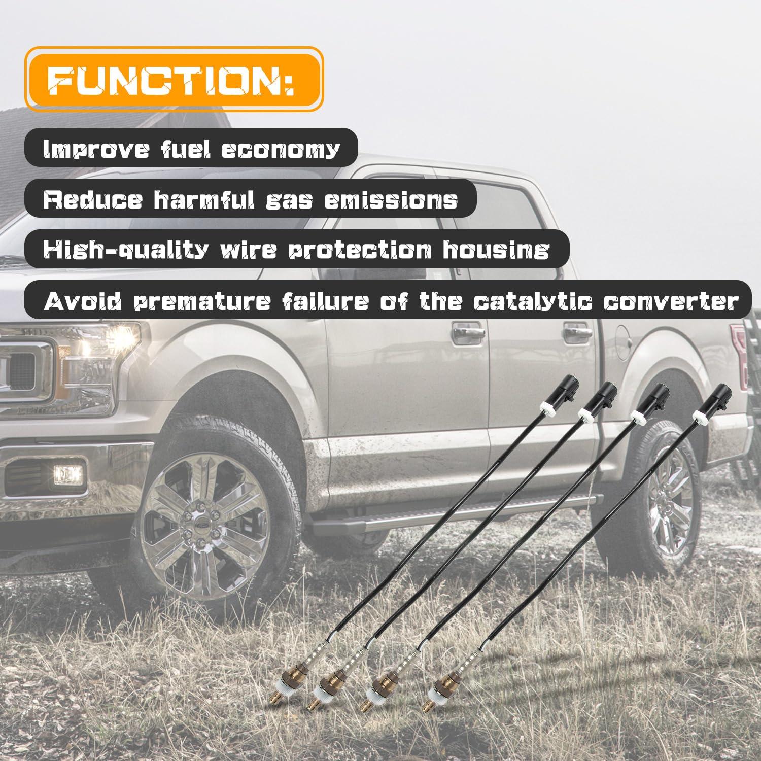 RANSOTO 15717 O2 Oxygen Sensor Downstream Upstream Compatible with 1990-2014 Ford F150 F250 F350 Ranger Escape Explorer Lincoln Mazda Mercury Replaces 15716 15718 Set of 4