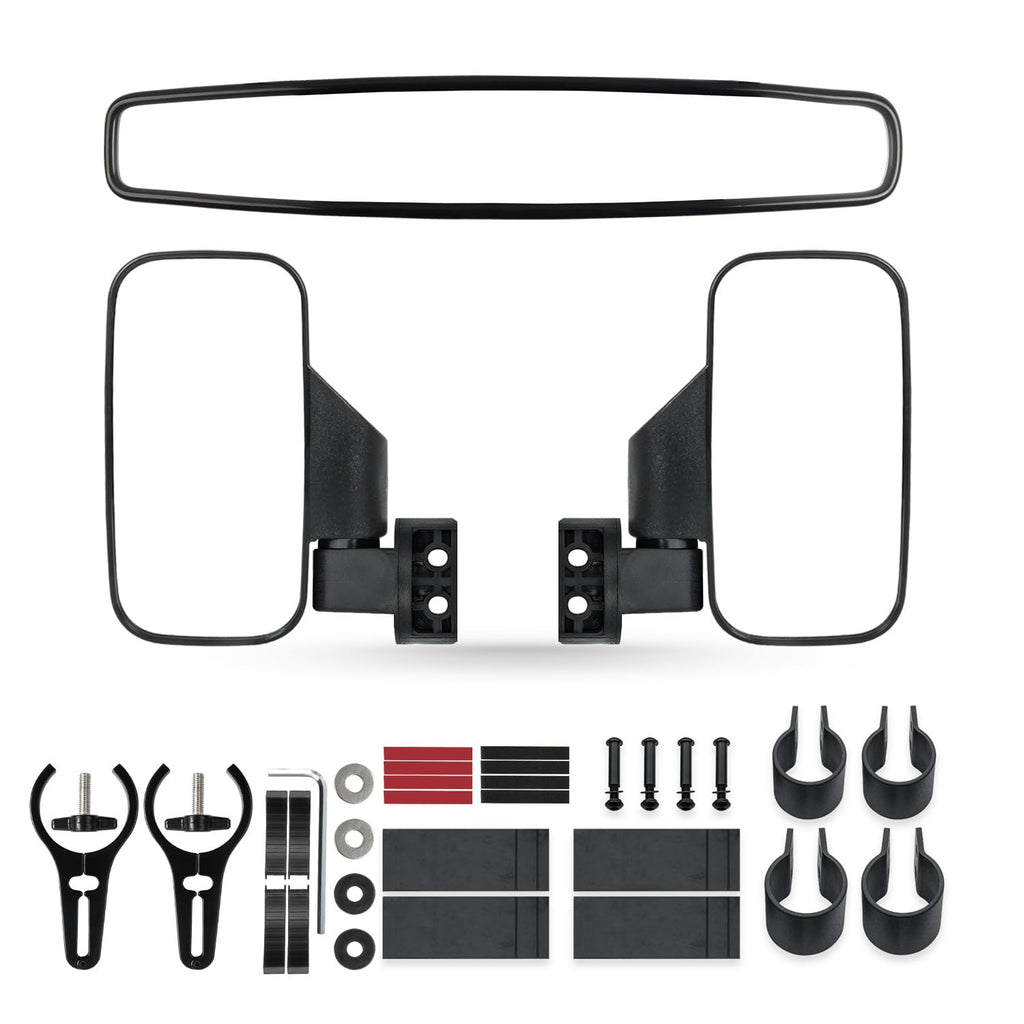 RANSOTO UTV Side Rear View Mirror and Center Mirror For 1.75" to 2" Roll Bar Compatible with Polaris RZR 900 1000 Turbo PRO XP, Honda Pioneer 1000, Yamaha Rhino, Kawasaki Teryx, Can-AM Maverick
